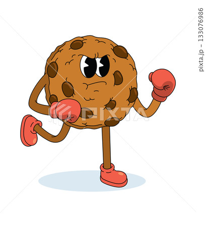 chip cookie boxer character groovy cartoon illustration chip cookie boxer character groovy cartoon illustration 133076986