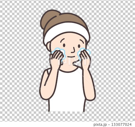 一名女子正在用泡沫洗臉 133077024