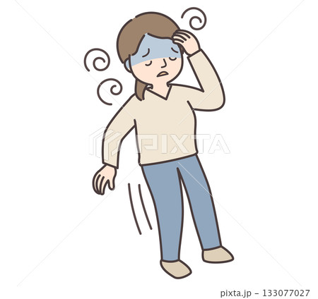 立ちくらみで青ざめる女性 133077027