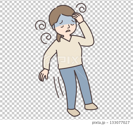 立ちくらみで青ざめる女性 133077027