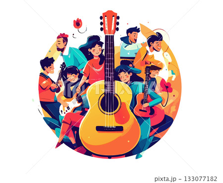 ジャズミュージシャンやギターなどを楽しむ素材 133077182