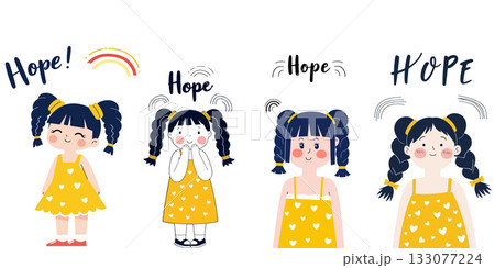 Cartoon girls with 'Hope' text 133077224