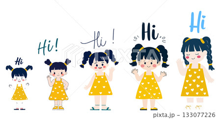Cartoon Girls Waving and Saying Hi Cartoon Girls Waving and Saying Hi 133077226