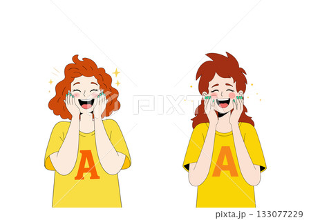 Two Girls Expressing Joy 133077229