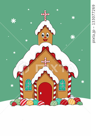 Gingerbread Church in Winter Gingerbread Church in Winter 133077269