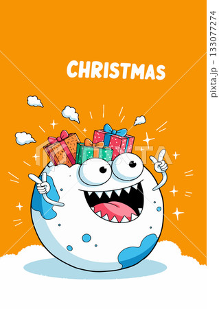 Cartoon Monster with Christmas Gifts Cartoon Monster with Christmas Gifts 133077274