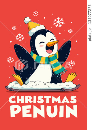 Cartoon Christmas Penguin 133077278