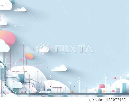 AI自然エネルギー開発計画分析の背景イラスト 133077325