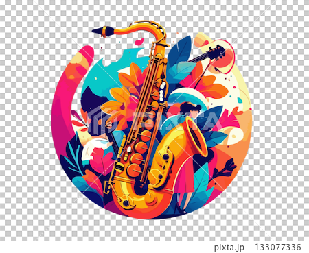 薩克斯風彩色設計背景素材 133077336
