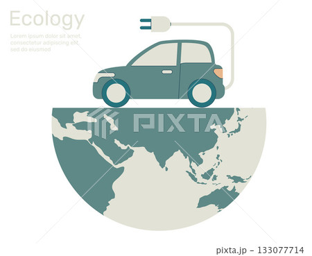 Ecology Car on earth, Green city life ecology concept nature conservation, Vector design illustration. 133077714