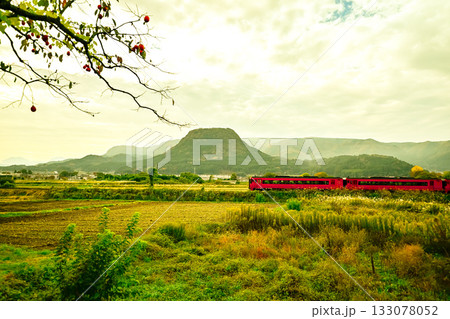 伐株山をバックに走る特急ゆふ 伐株山をバックに走る特急ゆふ 133078052