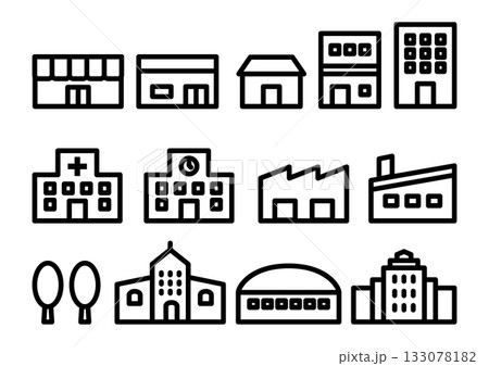 シンプルな建物のアイコン素材 133078182