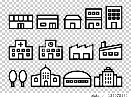 簡易建築圖示素材 133078182