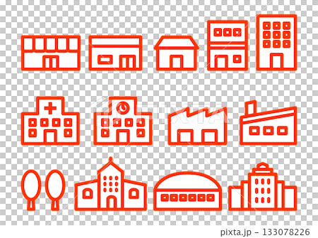 簡易建築圖示素材 133078226