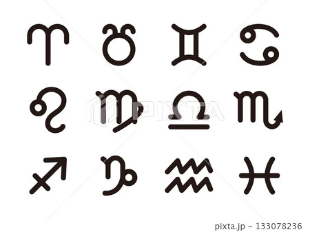 シンプルな12星座のマークアイコン 133078236