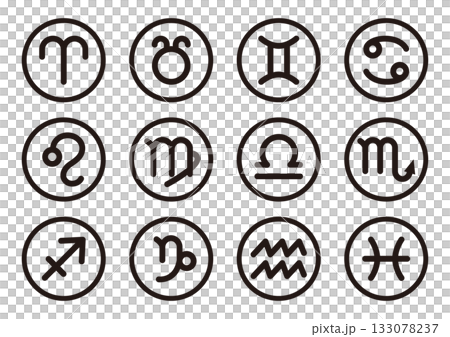 簡單的 12 個星座標誌圖標 133078237