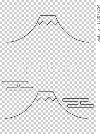 一套簡潔現代的富士山和吉祥雲朵線條畫圖標,可用於新年和日本主題。 一套簡潔現代的富士山和吉祥雲朵線條畫圖標,可用於新年和日本主題。 133078254