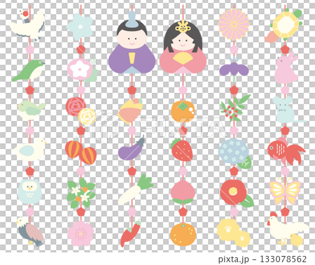 可愛女兒節掛件人偶圖示套裝 粉紅彩色系 2 可愛女兒節掛件人偶圖示套裝 粉紅彩色系 2 133078562