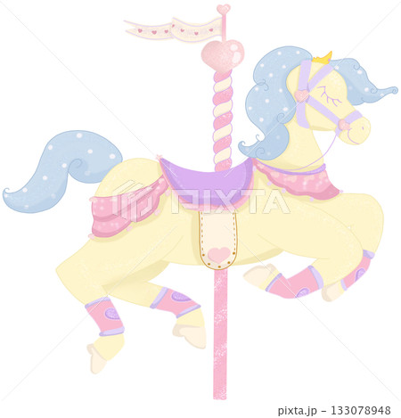 Pastel Carousel Clipart Handdrawn Merry Go Round Illustration Pastel Carousel Clipart Handdrawn Merry Go Round Illustration 133078948