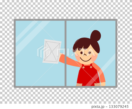 窓掃除をする女性 窓掃除をする女性 133079245