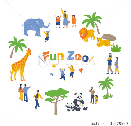 動物園と人々のイラスト 動物園と人々のイラスト 133079589