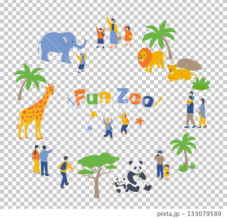 動物園和人物插圖 動物園和人物插圖 133079589