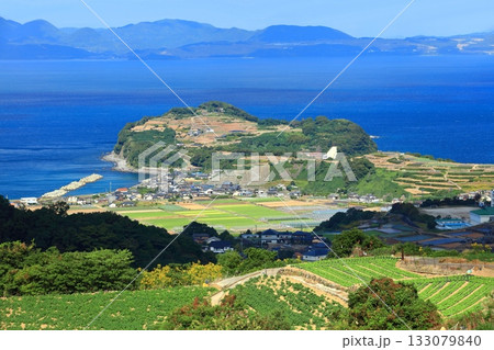 【長崎県】雲仙の南串山棚畑展望台から見た国崎半島 133079840