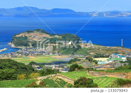 【長崎県】雲仙の南串山棚畑展望台から見た国崎半島 133079843
