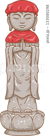 Vector illustration of Jizo statue with red cloth and hat. Vector illustration of Jizo statue with red cloth and hat. 133080298