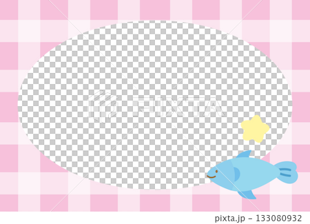 Pastel pink plaid frame with fish and starfish for under the sea template, aquarium, ocean, animal, zoo, souvenir shop, polaroid photo, post card, vacation poster, sticky note, memo note, notepads Pastel pink plaid frame with fish and starfish for under the sea template, aquarium, ocean, animal, zoo, souvenir shop, polaroid photo, post card, vacation poster, sticky note, memo note, notepads 133080932