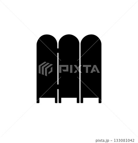 folding room divider screen silhouette icon interior decor furniture privacy partition illustration 133081042