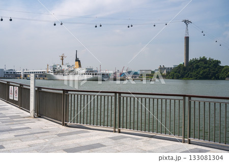 ハーバーフロントのロープウェーと海の眺め, シンガポール ハーバーフロントのロープウェーと海の眺め, シンガポール 133081304