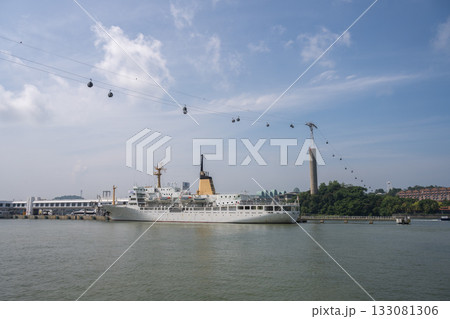 ハーバーフロントのロープウェーと海の眺め, シンガポール ハーバーフロントのロープウェーと海の眺め, シンガポール 133081306