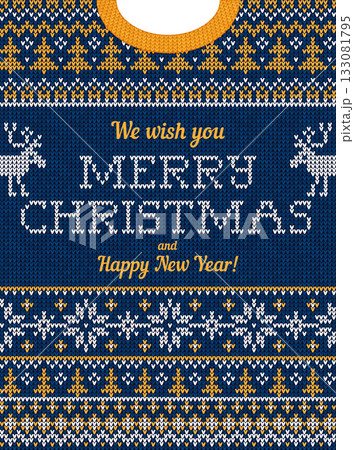 Merry Christmas Knitted Sweater Design Cozy Holiday Pattern 133081795