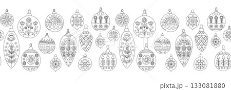 Scandinavian Christmas Ornament Pattern Festive Folk Art Seamless Background Scandinavian Christmas Ornament Pattern Festive Folk Art Seamless Background 133081880