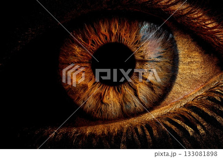 Intricate Beauty of a Gold Ink-Inspired Human Eye Close-Up Generative AI Intricate Beauty of a Gold Ink-Inspired Human Eye Close-Up Generative AI 133081898