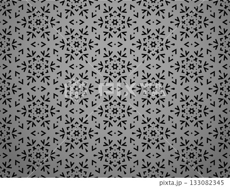 Abstract geometric pattern with lines, snowflakes. A seamless vector background. Gray and black texture. Graphic modern pattern Abstract geometric pattern with lines, snowflakes. A seamless vector background. Gray and black texture. Graphic modern pattern 133082345