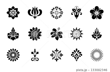 Flower icons set. Isolated elements for design. Vector graphics. 133082346