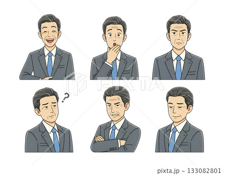 ビジネス人物 表情バリエーション｜オフィス・仕事・感情表現 133082801