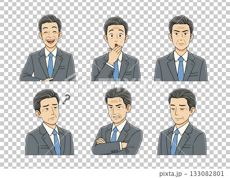 ビジネス人物 表情バリエーション｜オフィス・仕事・感情表現 133082801