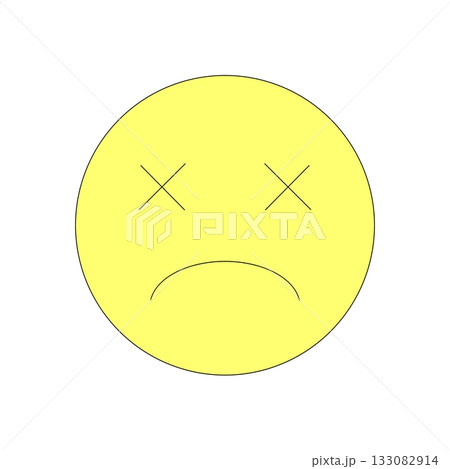 目がバツになった困惑のイラスト	 133082914