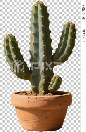 cactus thorns in pot isolated on white 133082987