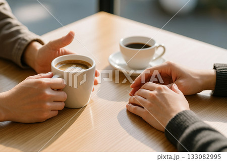 Coffee Chat in Warm Sunlight 133082995