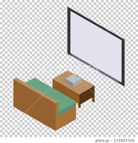家庭劇院投影室的等距視圖 133083326