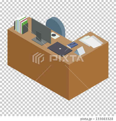 L 型工作台和電腦的等距材料 133083328