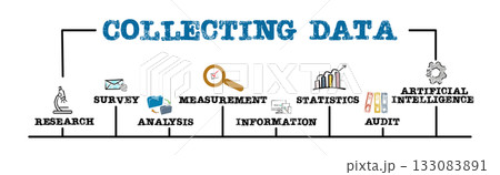Collecting Data Concept. Illustration with keywords and icons. Horizontal web banner 133083891
