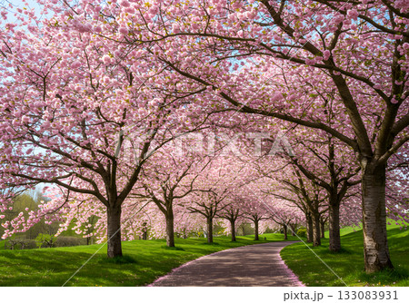 Cherry Blossom Tunnel in Spring Park 133083931