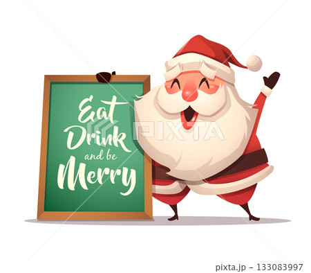 Santa with Eat Drink Be Merry Sign Santa with Eat Drink Be Merry Sign 133083997