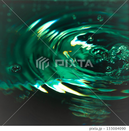 340.Green-Yellow Ripples and Droplet Splash on Water 340.Green-Yellow Ripples and Droplet Splash on Water 133084090
