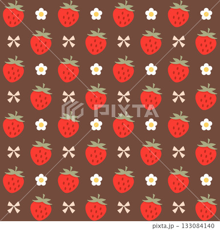 いちごとお花とリボン/チョコ いちごとお花とリボン/チョコ 133084140